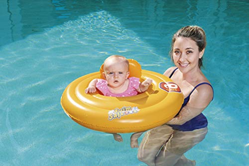 Vista de bebé en piscina de Detalle de Flotador para Bebé Swim Safe Baby Seat. Bestway