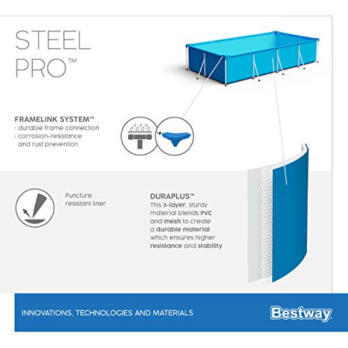 Piscina Desmontable Tubular, Azul de 3.500 litros. Medidas: 300x201x66 cm. Bestway Steel ProPool Media - detalle - caracteristicas 1