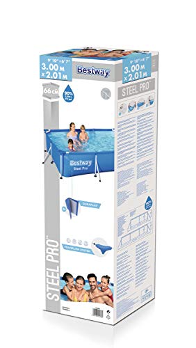 Piscina Desmontable Tubular, Azul de 3.500 litros. Medidas: 300x201x66 cm. Bestway Steel ProPool Media - detalle - packaging 2