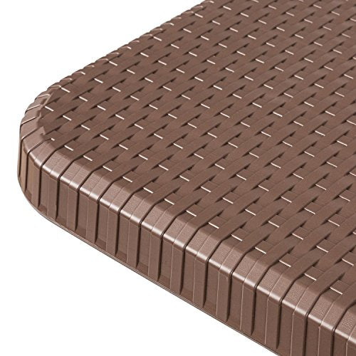 Conjunto de Muebles para Carpa de jardín, Juego de 2 Bancos y Mesa, 8-10 Personas, HDPE, Estructura Acero, Resistente Exteriores, Cierres de Seguridad, Marrón. Detalle de rattán. Blumfeldt Burgos Set Edition