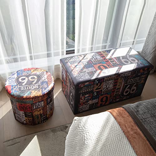 Puff Taburete Vintage Plegable para Almacenar Juguetes 76x38x38cm. Vista en ambiente. Bonlife | maxjardin