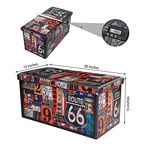 Puff Taburete Vintage Plegable para Almacenar Juguetes 76x38x38cm. Medidas. Bonlife | maxjardin