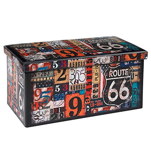 Puff Taburete Vintage Plegable para Almacenar Juguetes 76x38x38cm. Vista general. Bonlife | maxjardin