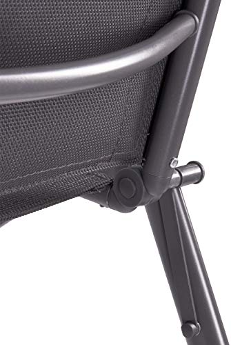 Detalle estructura del Juego x2 Sillas Jardín Riva con Respaldo Alto Regulable Plegable en 7 Posiciones Resistentes a la Intemperie Gris Plateado. BRUBAKER