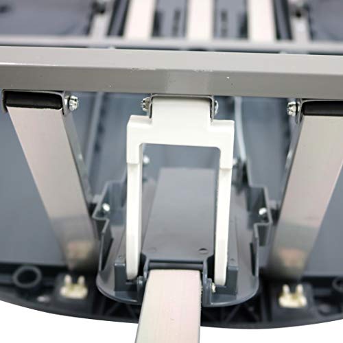 Detalle de la Mesa con 4 asientos plegable de aluminio en maleta para acampada, color gris. Cao