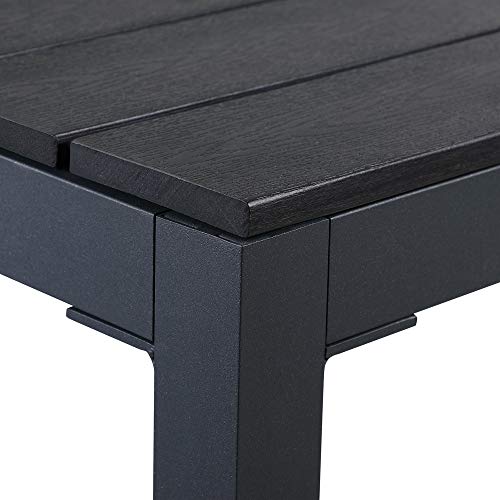 Detalle de aspecto del material de esquina de la mesa del Conjunto de jardín Negro Juego de 4 sillas plegables de aluminio y 1 Mesa. Bern. Casaria