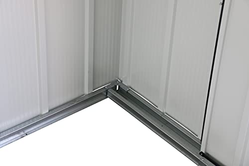 Detalle de riel en interior de la puerta de la caseta de Jardín ECO GANDIA 10X8 de Duramax