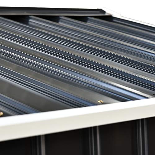 Caseta de Jardín Metálica Cobertizo para Almacenaje de Herramientas Techo Inclinado 4 Ventilaciones 150x130x186cm Gris y Blanco. Tejado a dos aguas. Outsunny | maxjardin
