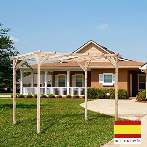 =) Kit Pérgola madera tratada 3x2,5 m Postes 7X7 cm. Hecho en España