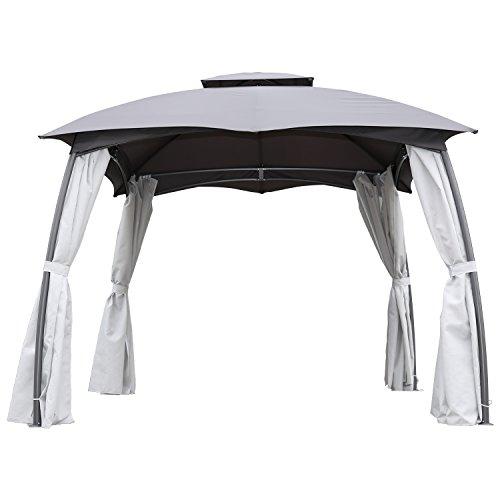 Cenador Elegante de Acero con Mosquitera de 4 Cremalleras 3X3 m. Vista frontal. Angel Living | maxjardin