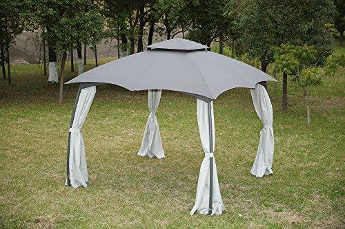 Cenador Elegante de Acero con Mosquitera de 4 Cremalleras 3X3 m. Vista en jardín. Angel Living | maxjardin