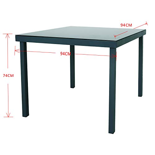 Medidas de la Mesa de aluminio Korfu gris antracita, 90 x 90 x 74 cm. Chicreat