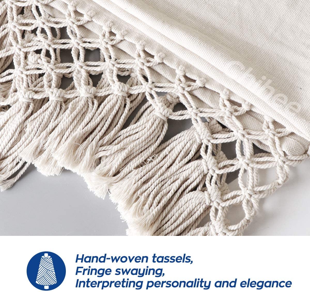 Borlas hechas a mano de la Silla colgante Grande para Relax hecha de algodón con Borlas Elegantes Metal Combinación de 3 Secciones Desmontable, hamaca silla. Chihee