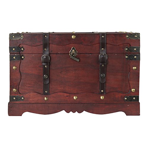 Cofre del Tesoro de Madera con Candado 60 x 35 x 38 cm Grande Modelo Francia. Vista frontal. 6400-160. HMF