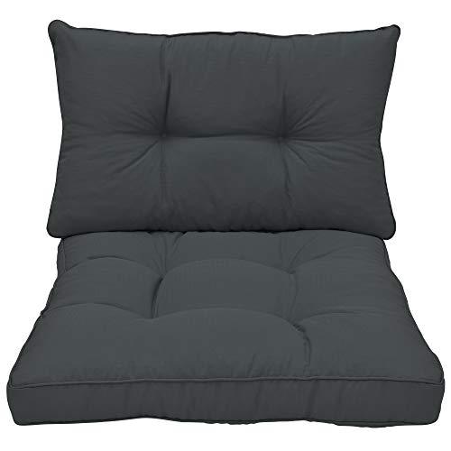 Cojines para Muebles de jardín XLuna Lounge sillas de Mimbre de Exterior Asiento Grueso Acolchado Aprox. 40x40x10 cm Gris Grafito. Vista frontal. Beautissu | maxjardin