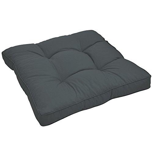 Vista general de Cojines para Muebles de jardín XLuna Lounge sillas de Mimbre de Exterior Asiento Grueso Acolchado Aprox. 40x40x10 cm Gris Grafito. Vista cojín horizontal. Beautissu | maxjardin