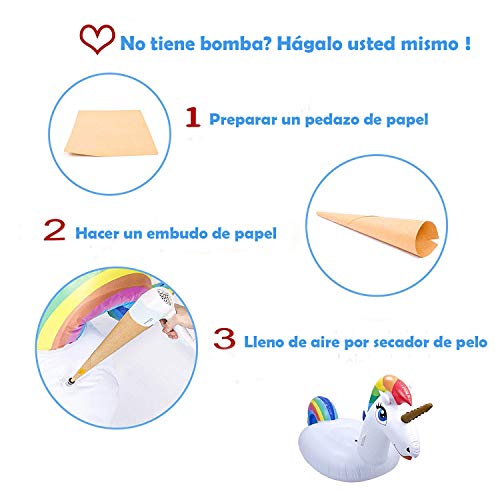 NEWYANG Unicornio Inflable Colchoneta - Juguete Hinchable Unicornio Piscina,PVC Adecuado para Piscinas de Verano y Playa para Adultos y Niños (Tamaño Grande) | maxjardin