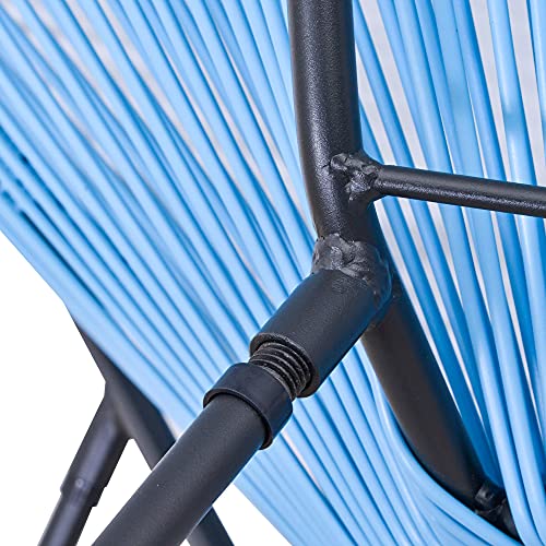 Conjunto de 2 Sillas de Jardín de Ratán Pack 2 Sillas Acapulco Forma Ovalada con Reposabrazos Respaldo Alto Interior Exterior 73x77x87 cm Azul. Detalle de estructura. Outsunny | maxjardin