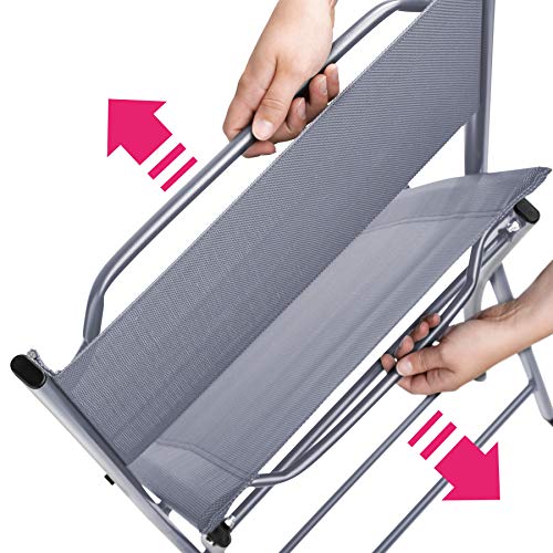 Conjunto de Muebles de Jardín Mesa y 2 Sillas de Acero, Terraza para Exterior Gris. Detalle de sillas plegables. 800811 TecTake