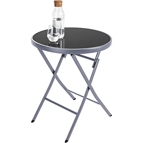 Conjunto de Muebles de Jardín Mesa y 2 Sillas de Acero, Terraza para Exterior Gris. Vista de mesa. 800811 TecTake