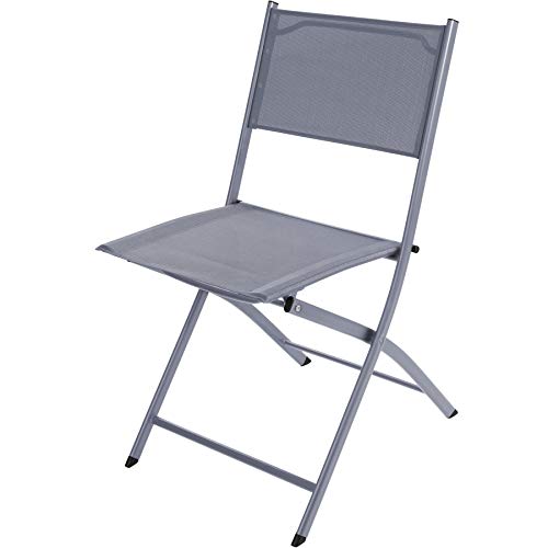 Conjunto de Muebles de Jardín Mesa y 2 Sillas de Acero, Terraza para Exterior Gris. Vista de silla. 800811 TecTake