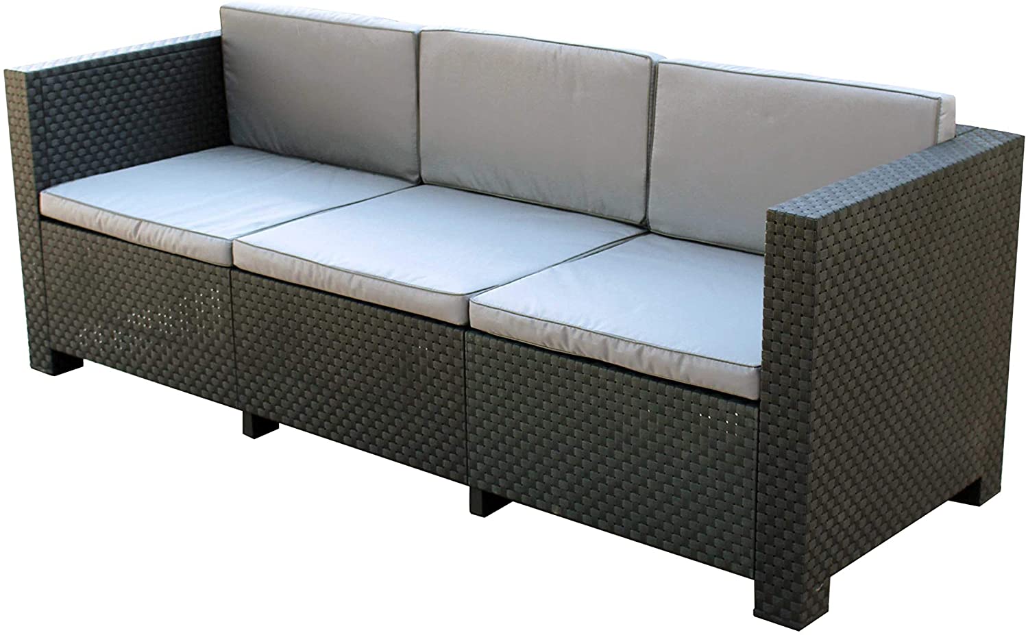 Detalle del sofá del Conjunto de Muebles de Jardín Diva Tropea Color Antracita | Fabricado en España con Materiales Reciclados. Shaf