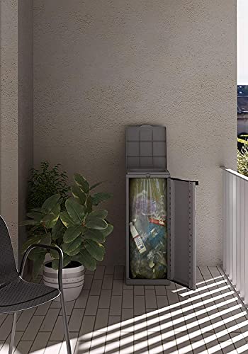 Contenedor para la Recogida Selectiva de Residuos, 1 Compartimento. Gris, 34.5x39x88.7 cm. Ecocab 1. Terry. Detalle ambiente balcón