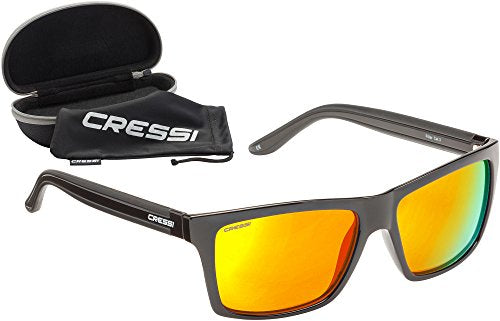 Vista con funda y Gafas de Sol Deportivas Polarizadas Rio Unisex Adultos, Negro y Amarillo, Talla única. Cressi