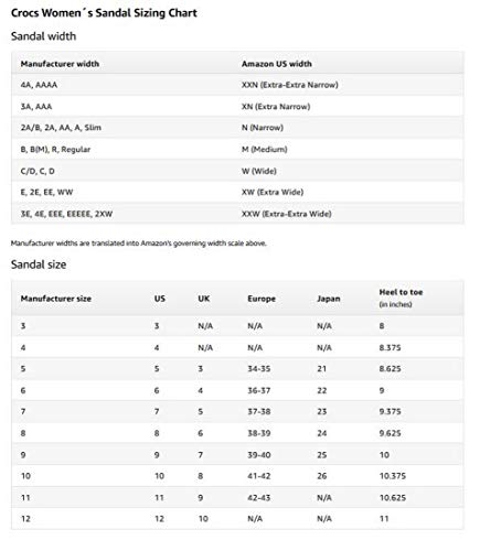 Chanclas Crocs de Adulto Unisex blancas 38/39 EU. Tabla de tallas femenina