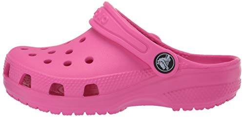 Vista de perfil de los Zuecos Crocs infantiles Classic Clog Kids Rosa Unisex