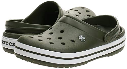 Vista general de los Zuecos Crocs Crocband U, Zuecos Unisex Adulto, Verde (Army Green-White 37p), 43-44 EU