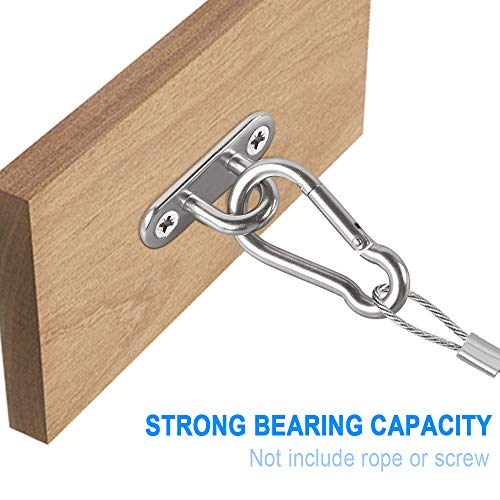 Ejemplo de forma de uso de Anclajes y mosquetones 12 Piezas 6 Pletinas con argolla de Acero Inoxidable y 6 Mosquetones Adecuados para Camping, Senderismo, Deporte y Hogar. Heqishun