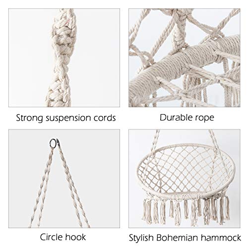 Detalles de la Silla Hamaca, Columpio Colgante, para Interior, Exterior, Peso máximo: 120 kg. D4P. Chihee