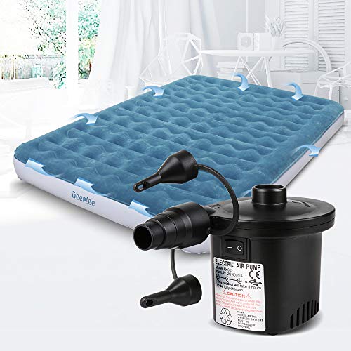 Bomba Inflador de Aire Eléctrico, Bateria Recargable de llenado Rápido para Inflar Desinflar, vista con Colchón Hinchable, 3 Boquillas Incluidas (Adaptador USB: 5V) Deeplee