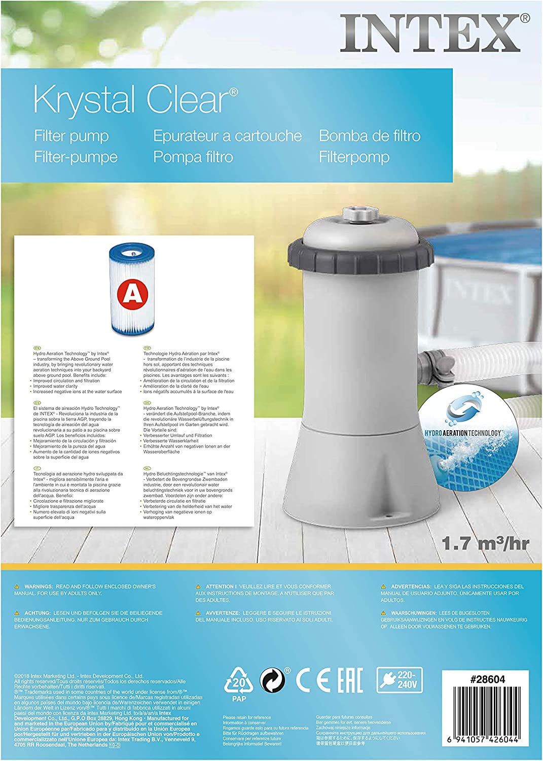 Ficha técnica de Depuradora cartucho Filtros tipo A, 2006 L/h. 28604. INTEX-5