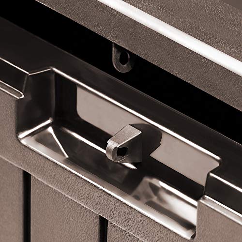 Arcónde Almacenaje de 290 litros Ratán marrón para Exterior e Interior para cojínes. Detalle de cierre. Casaria