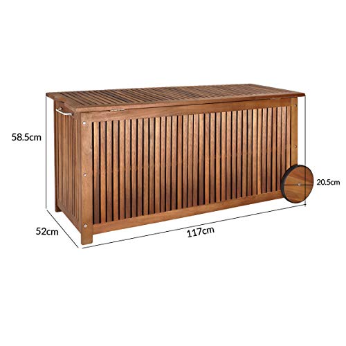 Medidas de Baúl de Madera con asas y Ruedas de Goma para Exterior Casaria | maxjardin