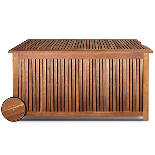 Baúl de Madera con Ruedas de Goma para almacenaje en jardín - Casaria | maxjardin