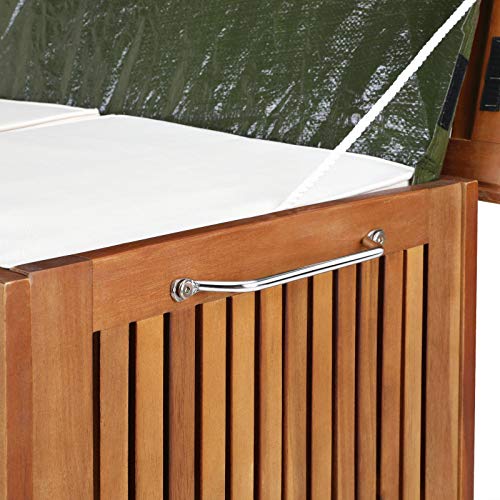 Detalle apertura de tapa y asa de Baúl de Madera con Funda Interior Casaria | maxjardin