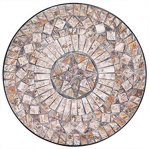 Conjunto de Mesa y 2 Sillas Plegables de metal y mosaico Color Arena Juego de Bistró de cerámica. Vista cenital de mesa. Deuba