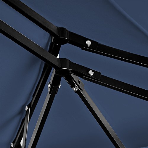 Detalle de estructura de cenador Azul de 3x4 m. Metal lacado. Lona Poliéster Impermeable. Deuba | maxjardin