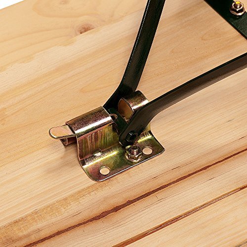 Detalle de enganche de Mesa cervecera con Agujero para sombrilla y 2 Bancos. Set de 1 Mesa y 2 Bancos de Madera Pino Plegables Eventos jardín. Casaria | maxjardin