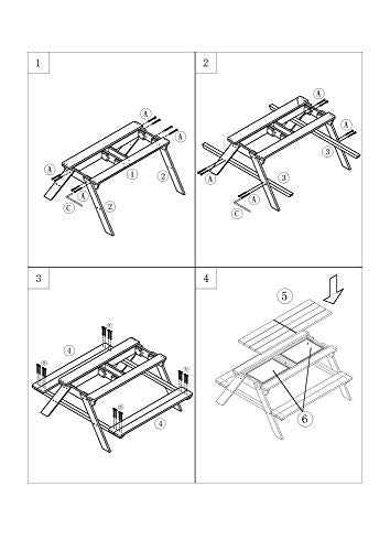 Secuencia de montaje de la Mesa de picnic infantil con bancos corridos. 94361FSCe. Dobar