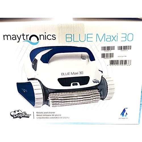 Packaging del Robot automático limpiafondos Dolphin Maytronics BLUE Maxi 30 para piscinas, fondo y paredes. sistema de navegación preciso Clever clean.