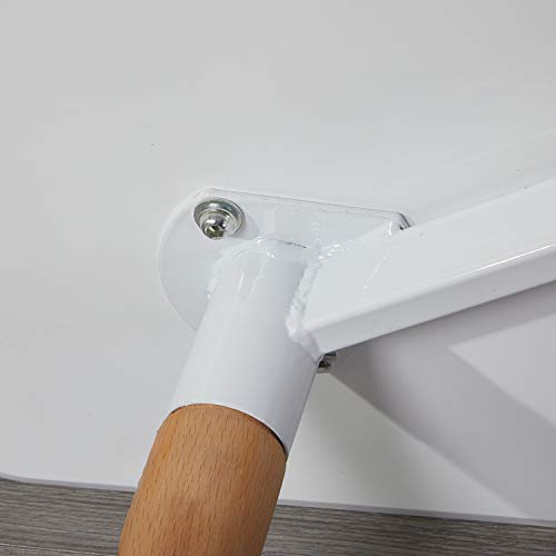 Detalle de sujeción de la Mesa de Comedor Rectangular, Estilo Escandinavo y Patas de Madera de Haya, tablero Blanco para Cocina 110x70x73 cm. DORAFAIR