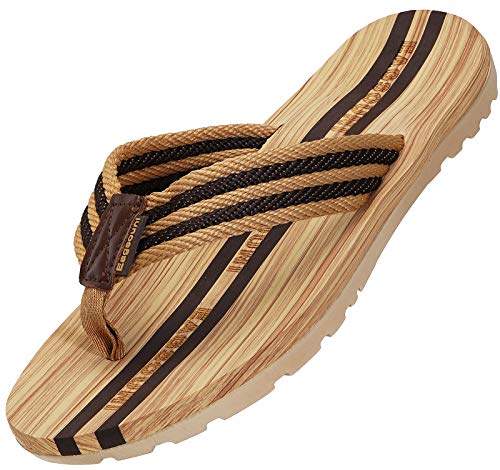Chanclas de Playa y Piscina de Dedo Hombre o Mujer para Verano Antideslizantes y Cómodos color Marrón, 44 EU. Vista general. Eagsouni