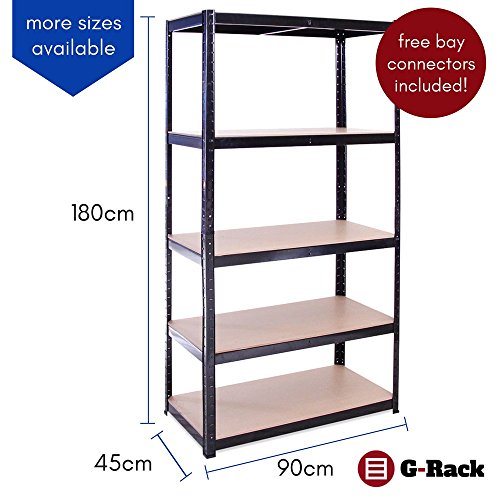 Sistema de estanterías, Acero Inoxidable con Recubrimiento de Polvo Negro, 1 Bay. 0014. G-Rack | maxjardin