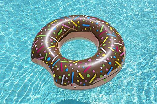 Flotador Donut Hinchable de 107 cm en 2 sabores, fresa y chocolate. Donut de chocolate en piscina. Bestway 36118 | maxjardin