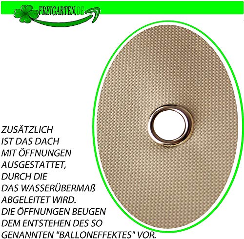 Argolla para evacuación de agua de la lona del Repuesto de Techo Carpa 3 x 3 m, resistente al agua, PCV Soft 370 g/m², extra fuerte, Color Beige. Freigarten.