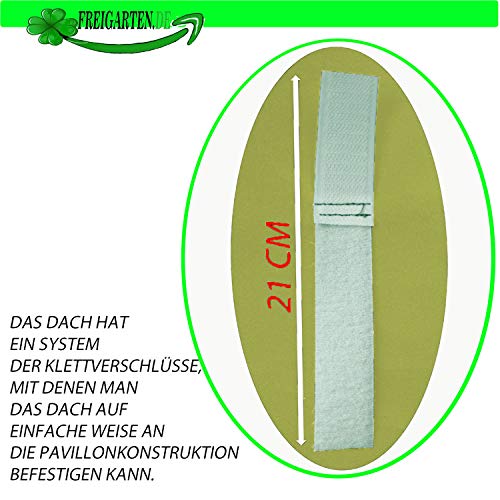 Sujeción con tiras de velcro de 21 cm del Repuesto de Techo Carpa 3 x 3 m, resistente al agua, PCV Soft 370 g/m², extra fuerte, Color Beige. Freigarten.